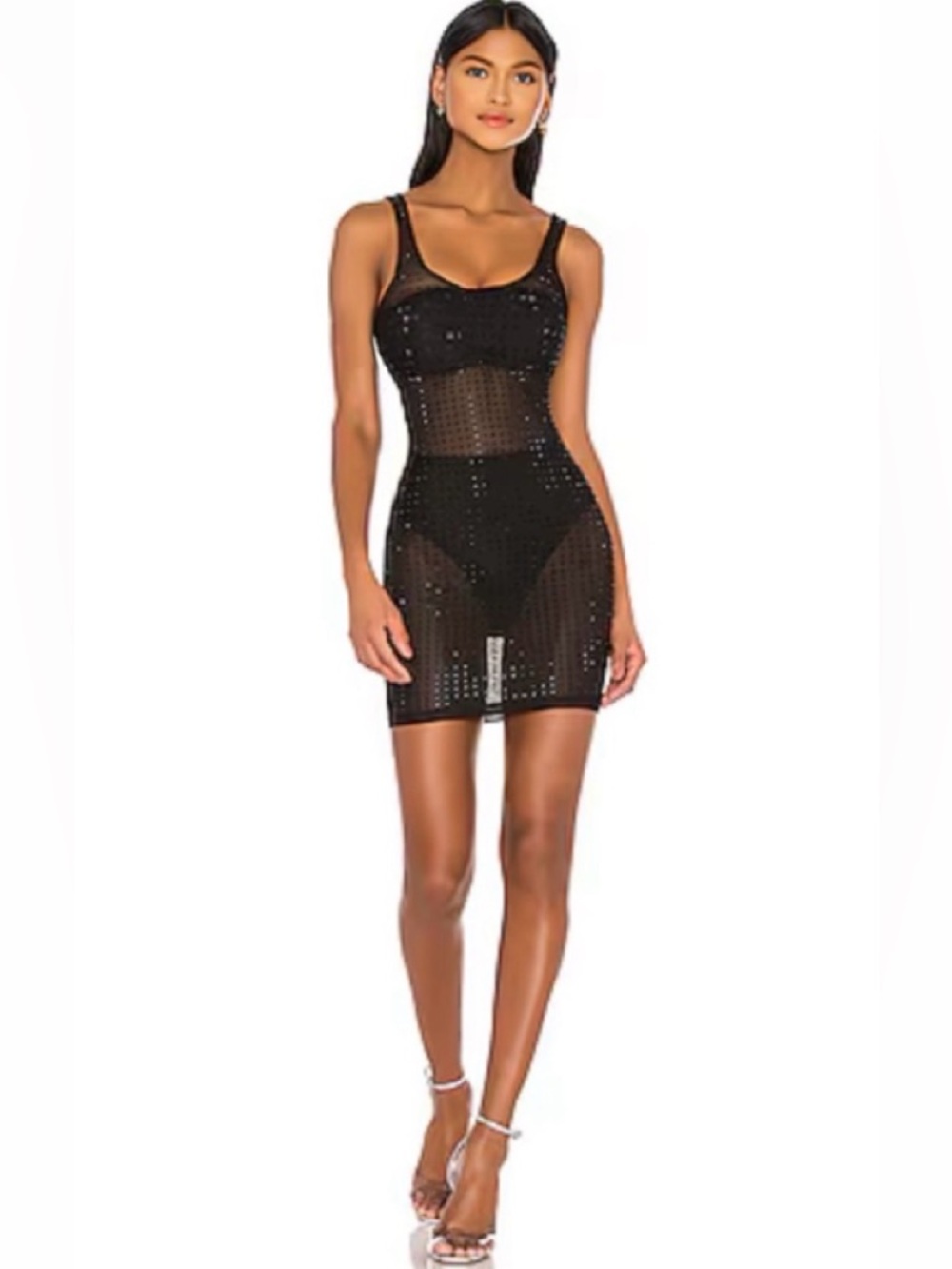 Superdown Ivonne Studded Sheer Dress in Black Swim Coverup Revolve Small